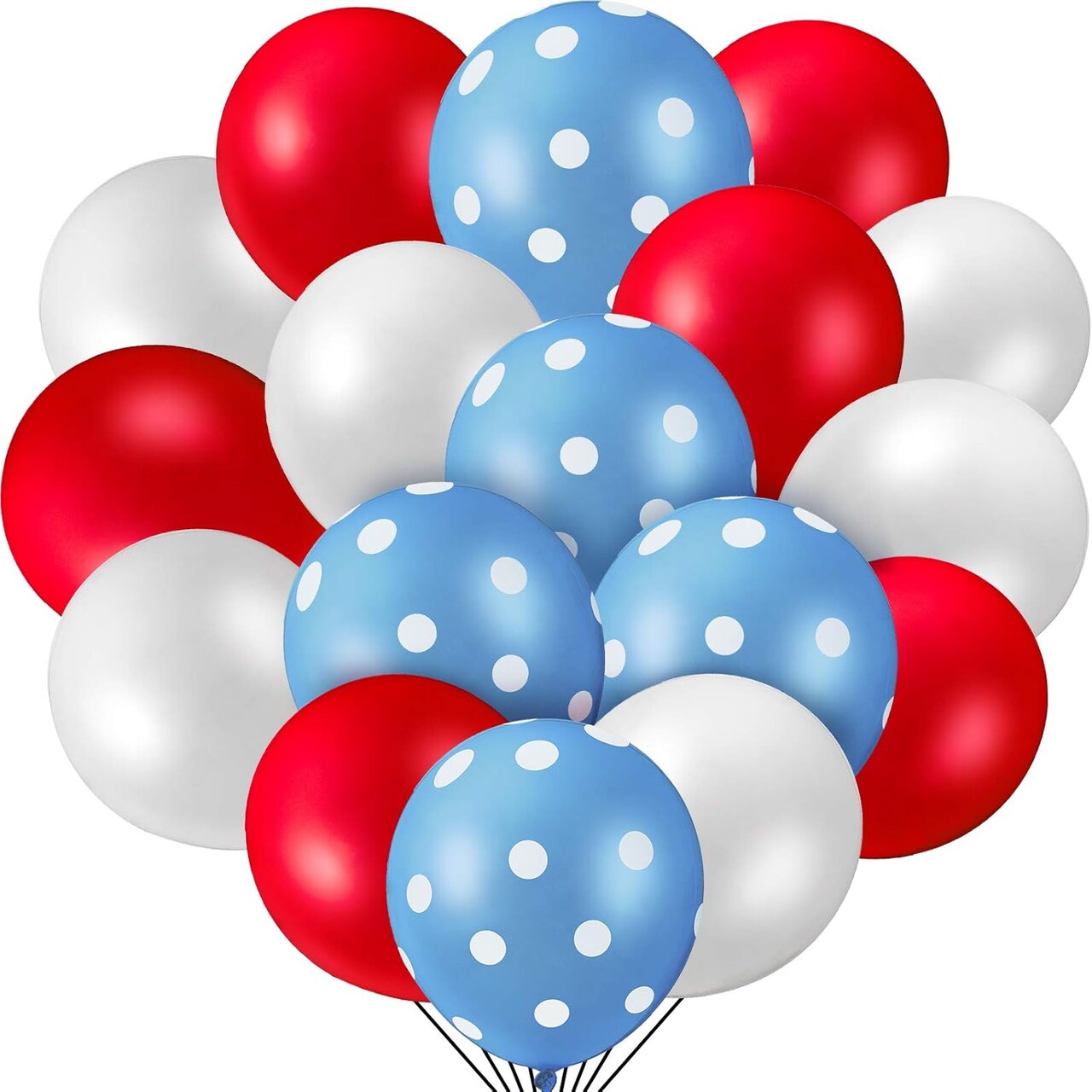 55 Pcs Red Blue White Balloons Decoration 12 Inch Polka Dot Latex Balloons Arch Kit for Nautical Baseball Theme Party Birthday Wedding Decoration